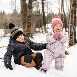 Outerwear|Snowsuits>Perlimpinpin One-Piece Flower Snowsuit 9-24 months Pink