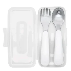 Online On-the-Go Fork & Spoon Set - Grey Kids Tableware|Plates & Placemats