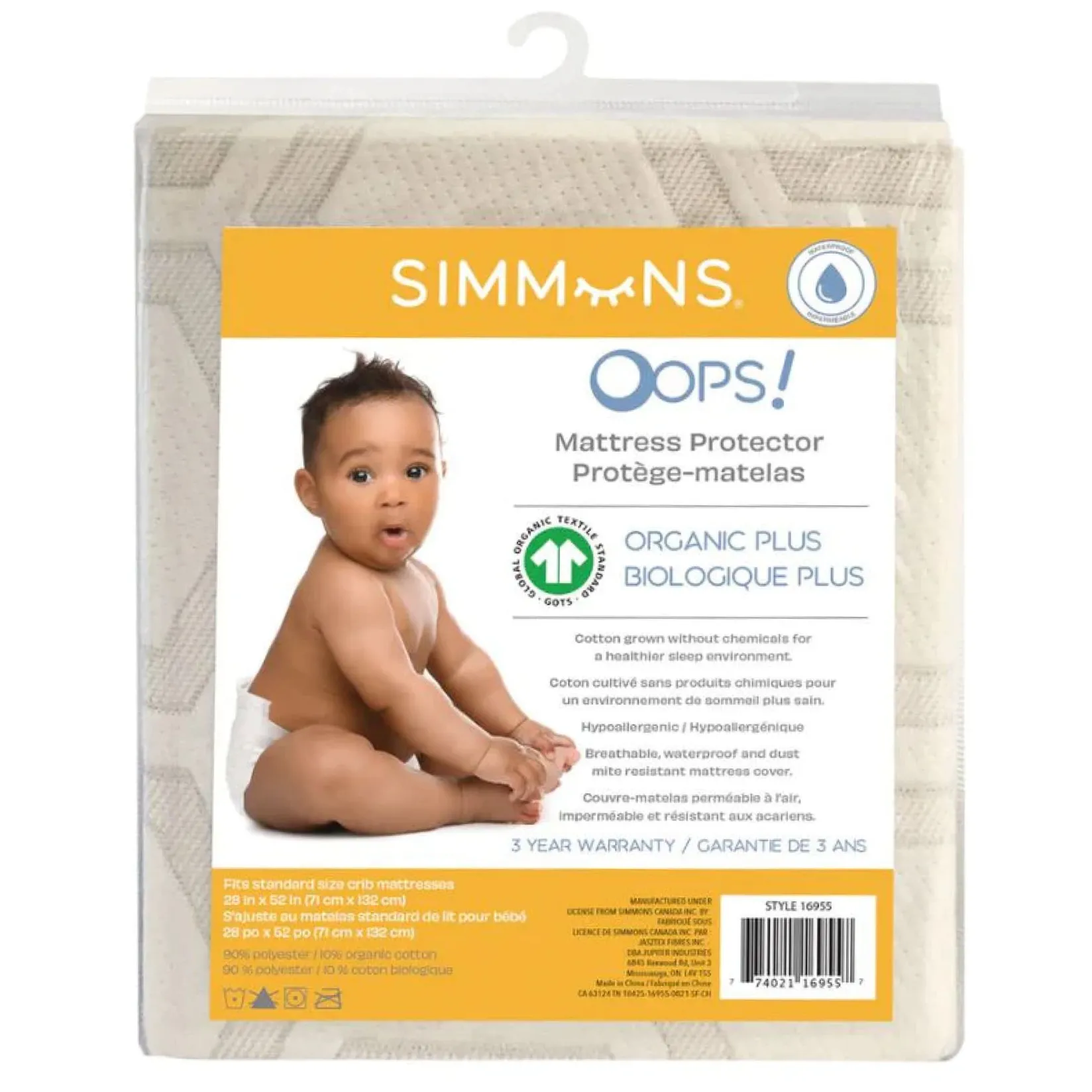 Discount Oops- Simmons Mattress Protector Organic Plus Kids Mattress Protector|Mattress Cover