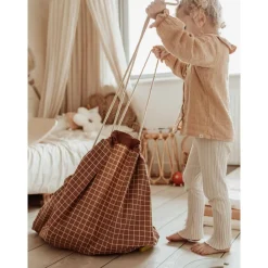 Outlet Organic Grid Brown Storage Bag Storage