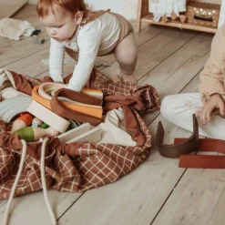 Outlet Organic Grid Brown Storage Bag Storage