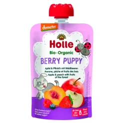 Baby Food & Snacks>Holle Organic Pouch - Berry Puppy - Apple & Peach with Fruits of the Forest (from 8 months)