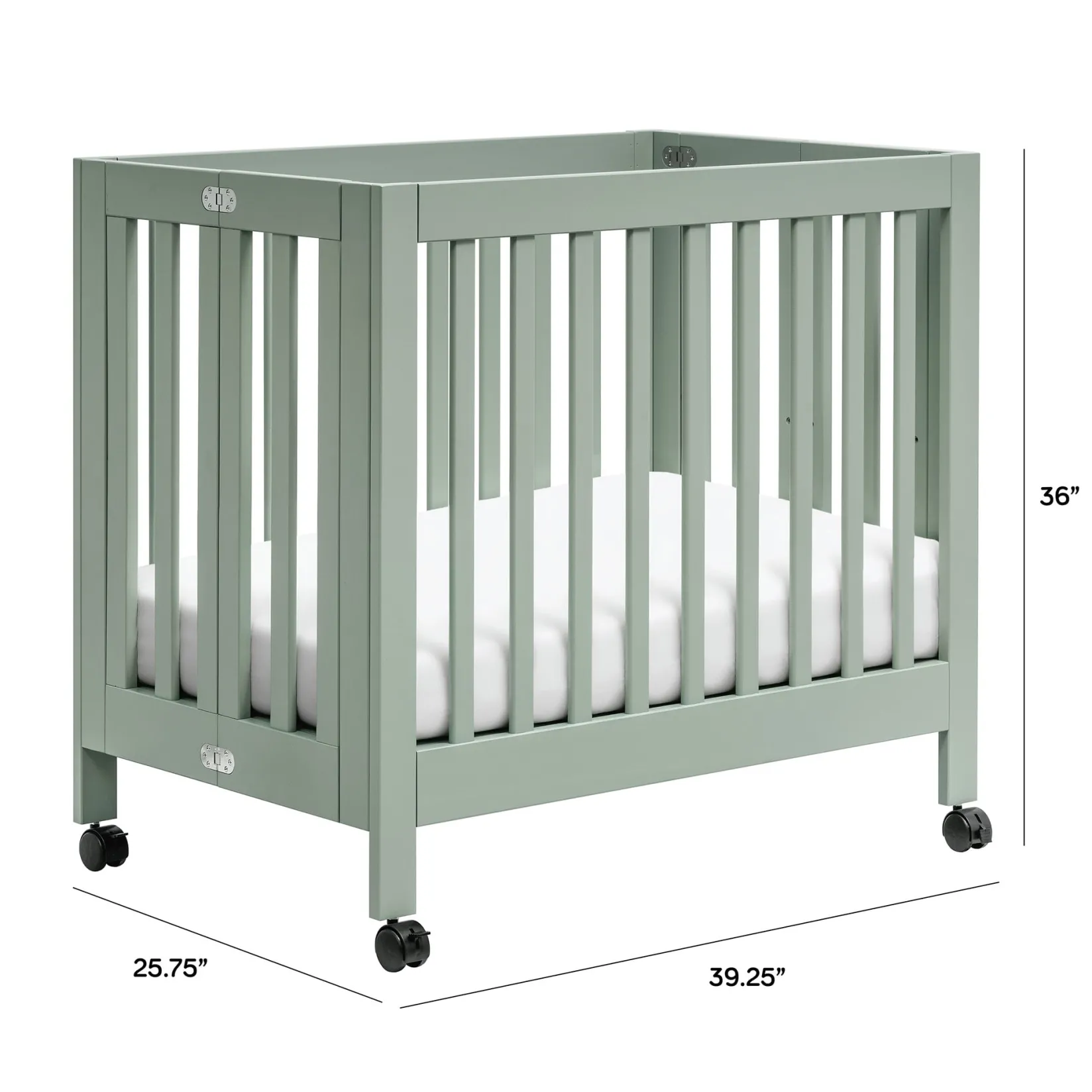 Cribs & Mattresses|Cribs & Mattresses>Babyletto Origami Mini Crib - Light Sage