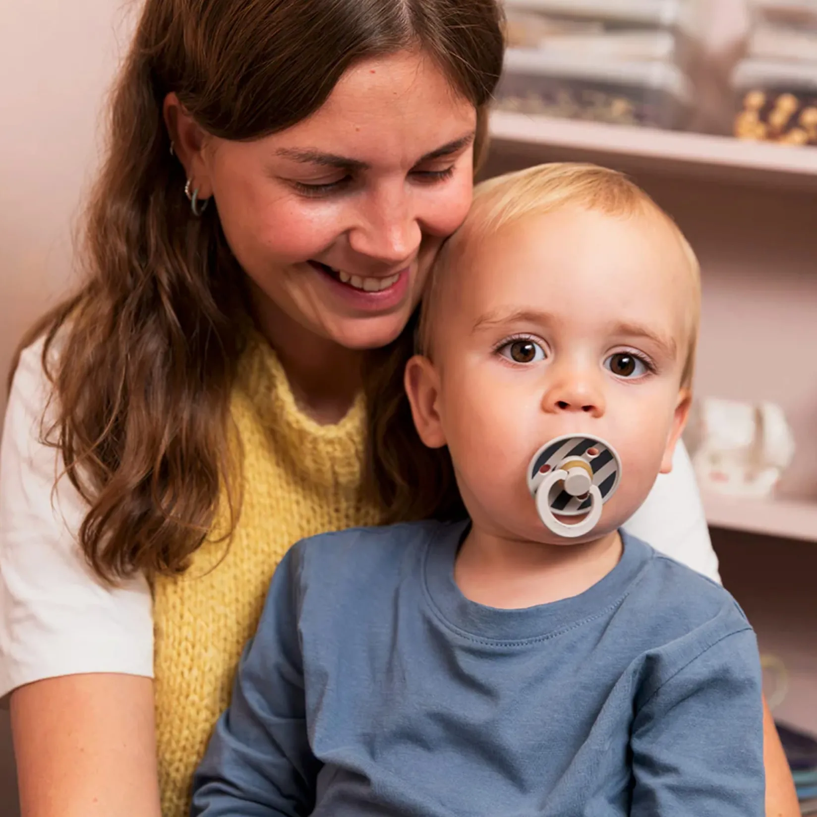 Pacifiers & Clips|Pacifiers & Clips>Bibs Pacifier 6-18m (2) - Block Sand Mix (Size 2)