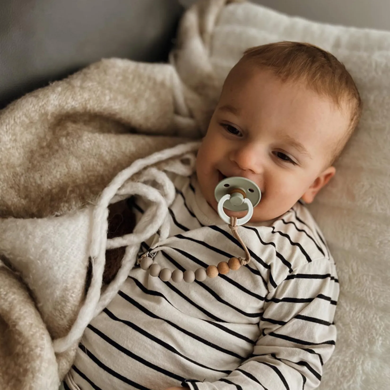 Pacifier Clip - Inox Wood Taupe Pacifiers & Clips|Pacifiers & Clips