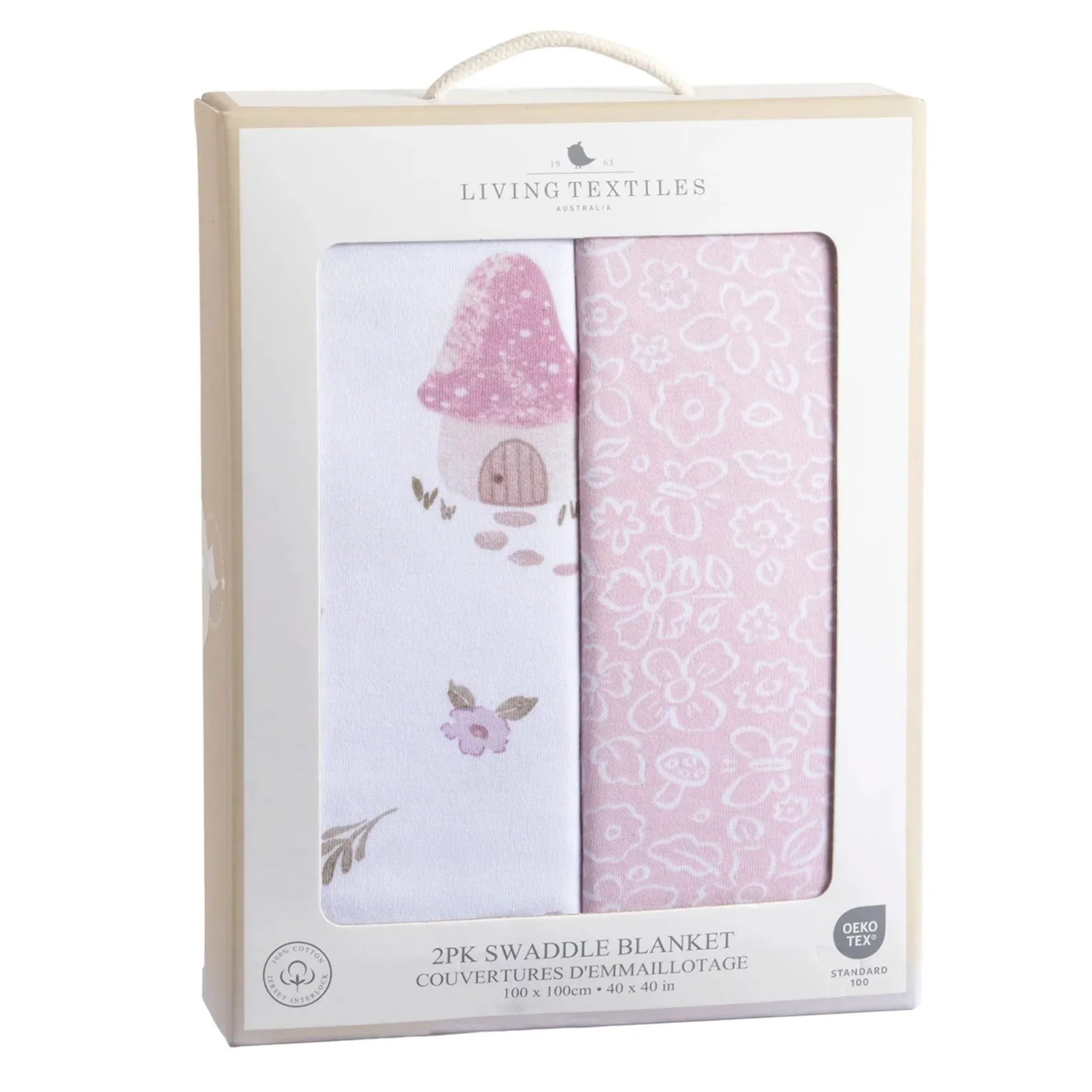 Blankets|Blankets>Living Textiles 2-pack Jersey Swaddle - Mushroom House