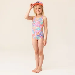 Swimsuits>Nano Palm Tree Swimsuit 4-14 Coral
