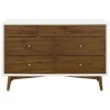 New Palma 7-Drawer Double Dresser - Warm White / Natural Walnut Storage Furniture