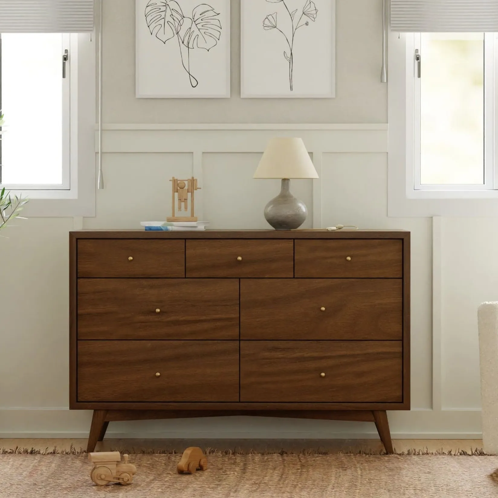 Storage Furniture>Babyletto Palma 7-Drawer Double Dresser - Natural Walnut
