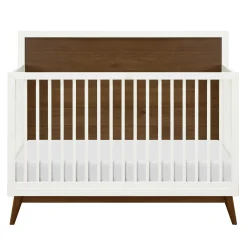 Discount Palma Mid-Century 4-in-1 Convertible Crib with Toddler Bed Conversion - Warm White / Natural Walnut Cribs & Mattresses|Cribs & Mattresses