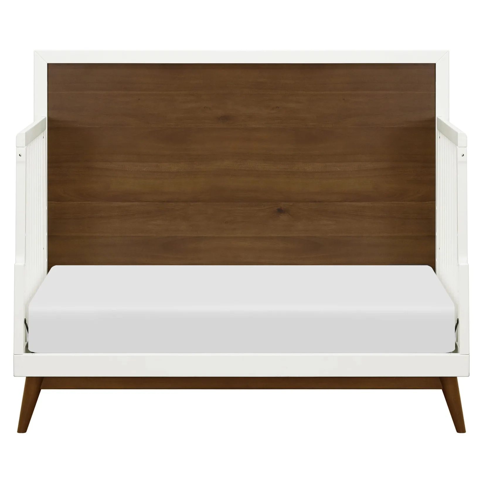 Discount Palma Mid-Century 4-in-1 Convertible Crib with Toddler Bed Conversion - Warm White / Natural Walnut Cribs & Mattresses|Cribs & Mattresses