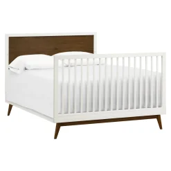 Discount Palma Mid-Century 4-in-1 Convertible Crib with Toddler Bed Conversion - Warm White / Natural Walnut Cribs & Mattresses|Cribs & Mattresses