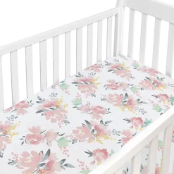 Hot Percale Crib Sheet - Watercolour Flowers Kids Sheets|Bedding