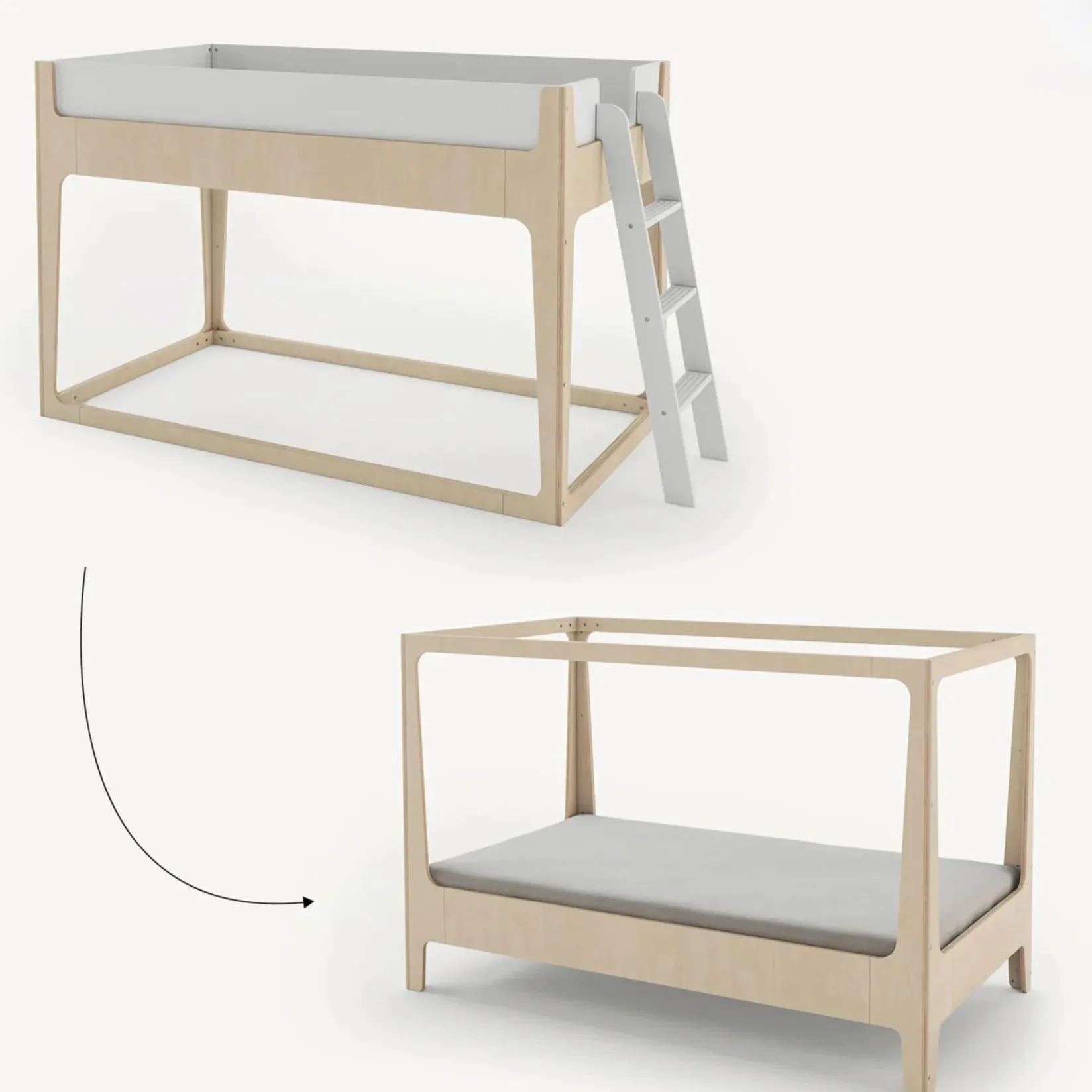 Twin, Full & Queen Beds>Oeuf Perch Nest Twin Bed - Natural/ White
