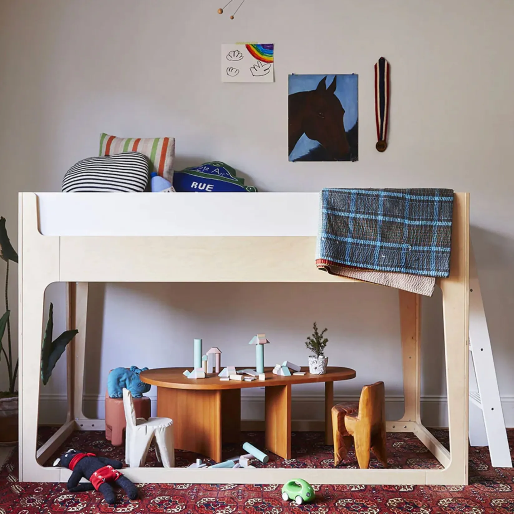 Twin, Full & Queen Beds>Oeuf Perch Nest Twin Bed - Natural/ White