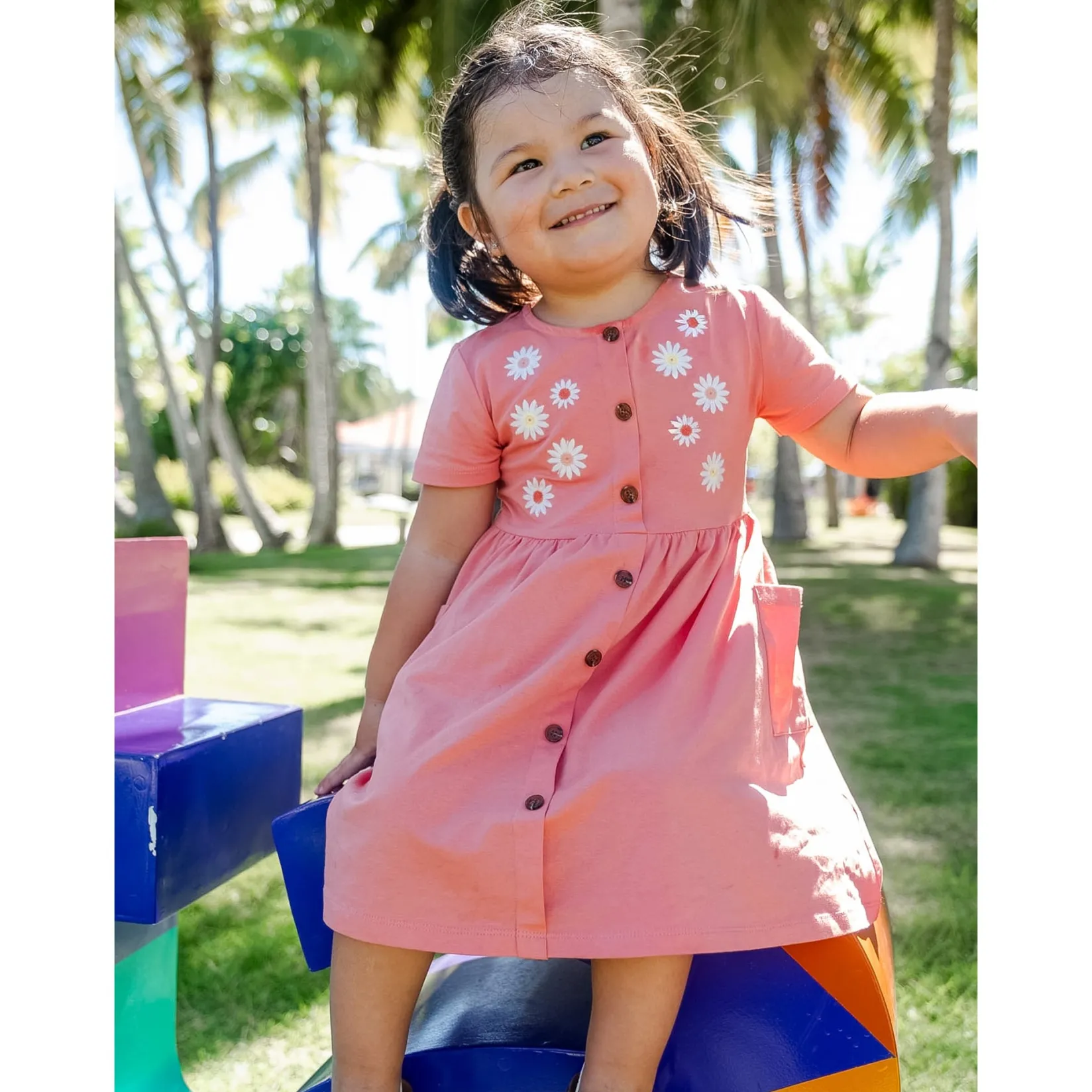Dresses & Rompers>Chat Botte Picnic Dress 2-8y Coral
