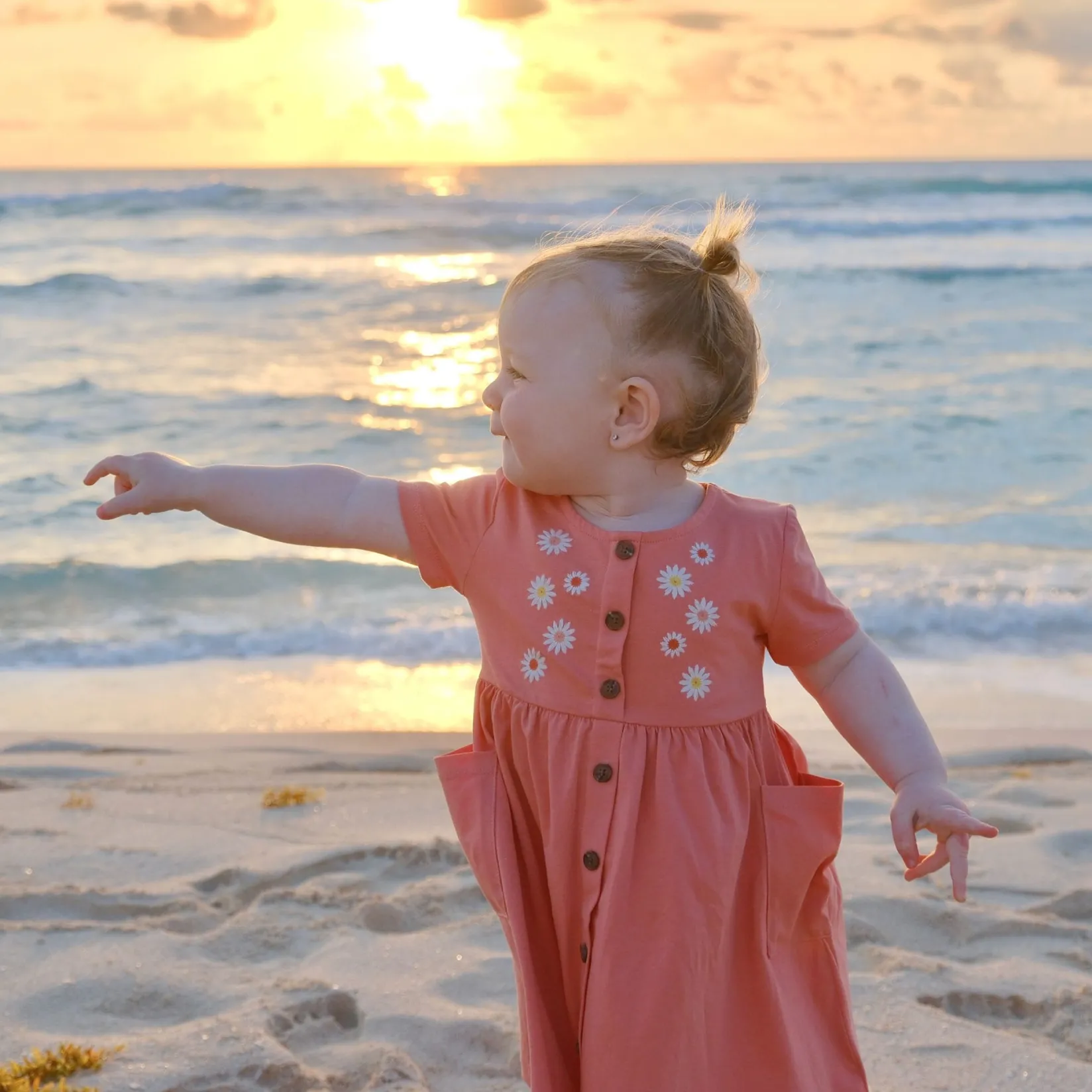Dresses & Rompers>Chat Botte Picnic Dress 2-8y Coral
