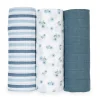 Blankets|Blankets>Lulujo 3pk Blueberries-cotton Muslin