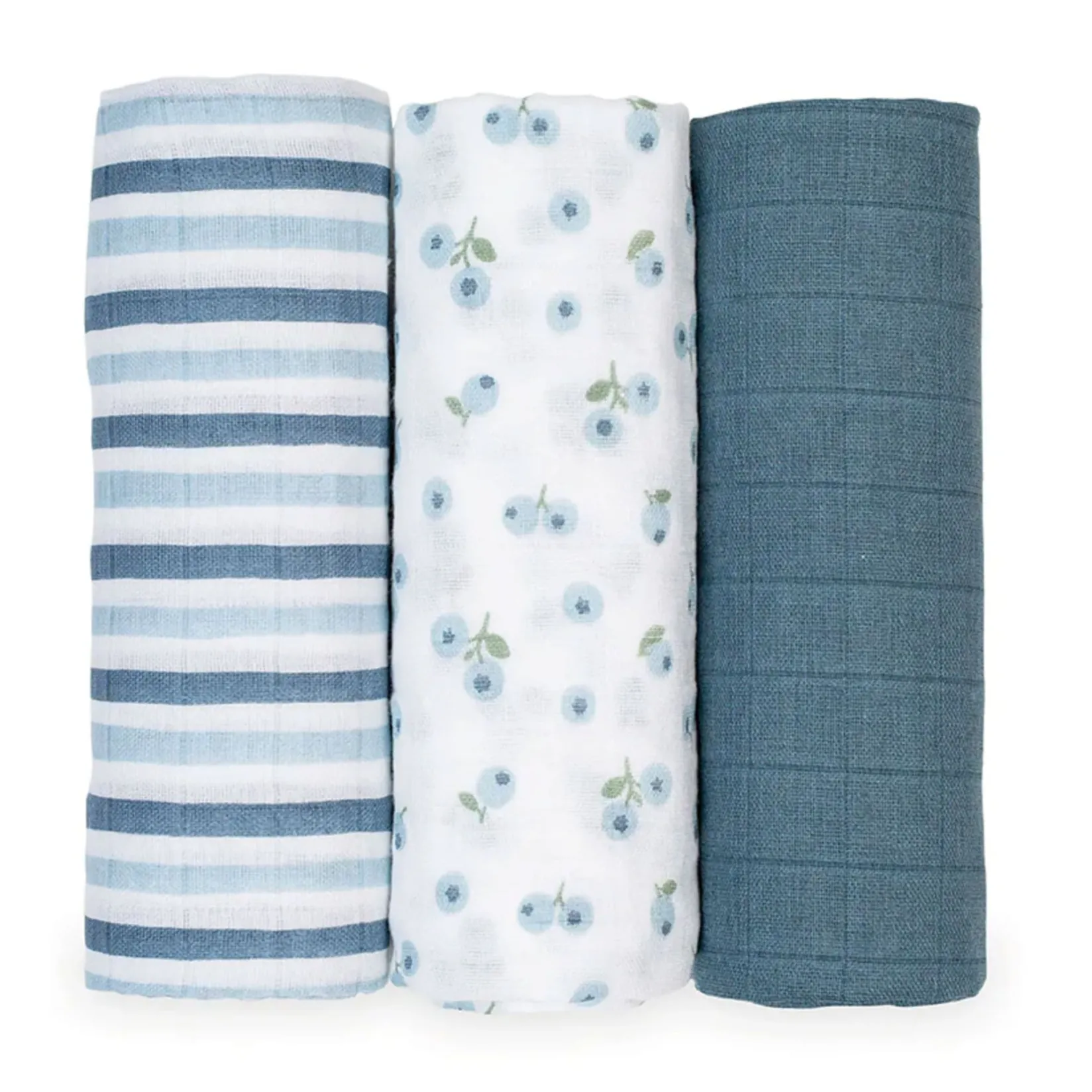 Blankets|Blankets>Lulujo 3pk Blueberries-cotton Muslin
