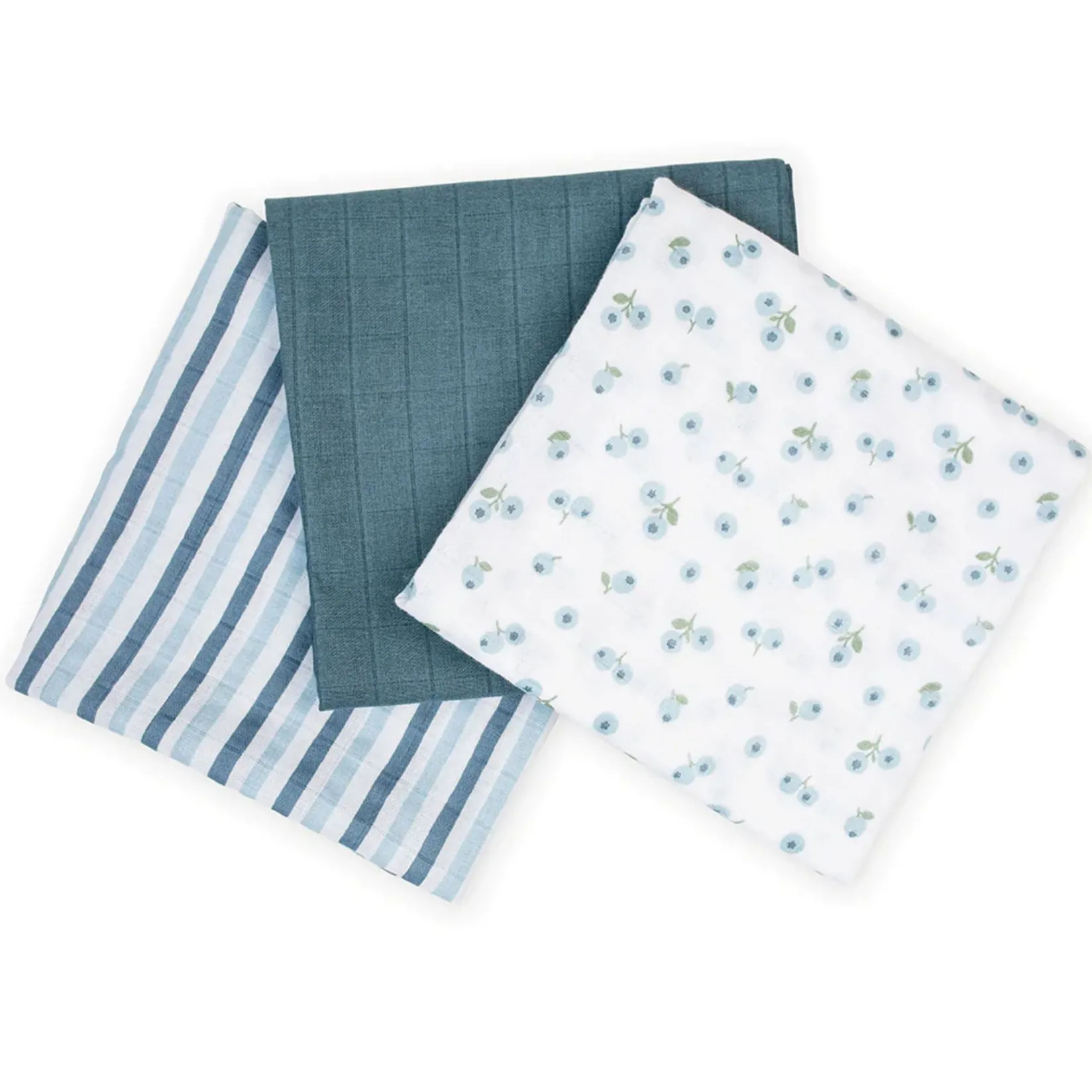 Blankets|Blankets>Lulujo 3pk Blueberries-cotton Muslin