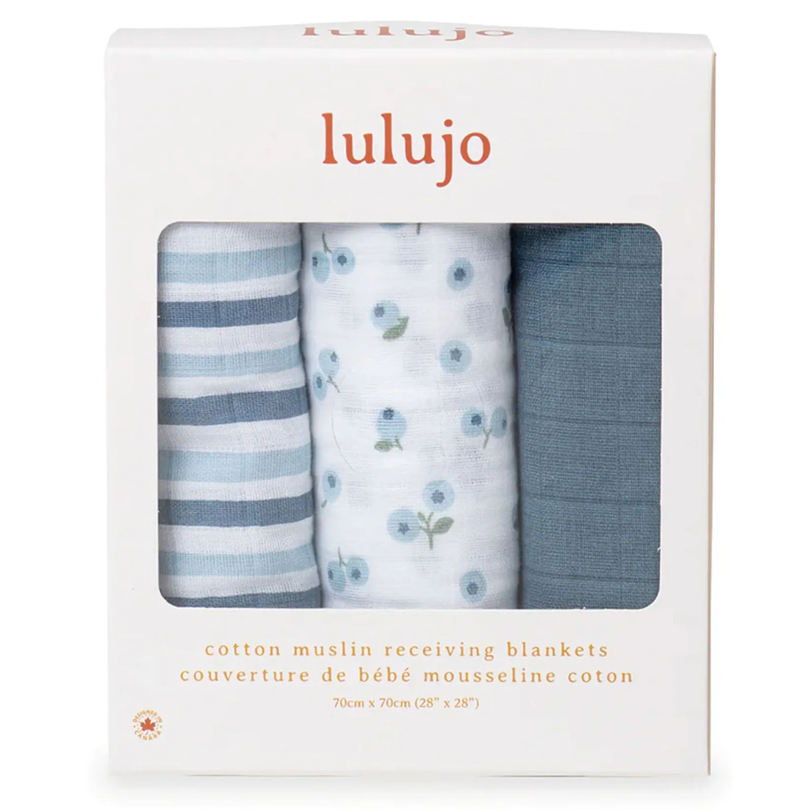 Blankets|Blankets>Lulujo 3pk Blueberries-cotton Muslin