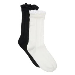Socks|Underwear & Socks>Creamie 2pk Frill Socks 4-11 Black