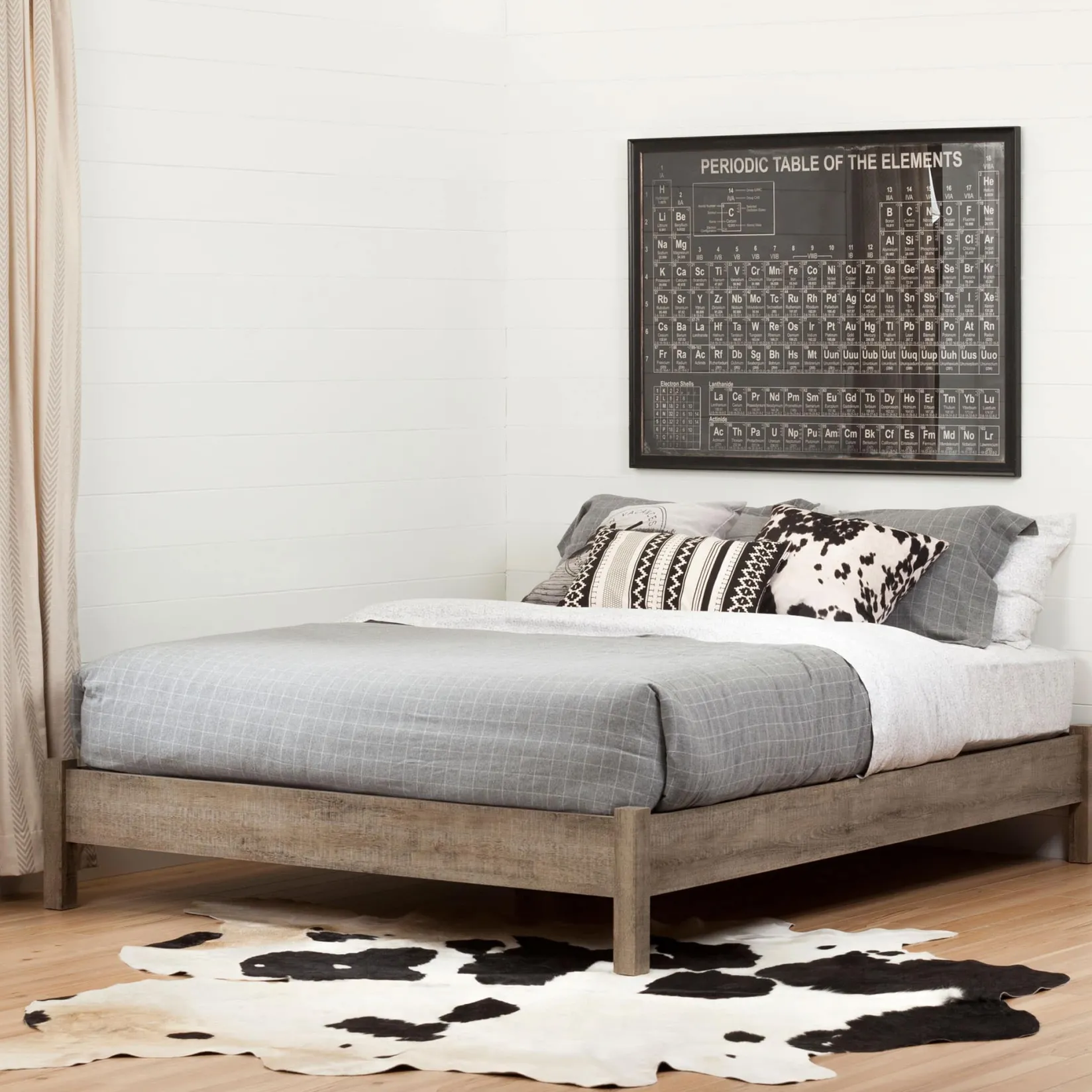 Clearance Platform Double Bed on Legs - Munich Weathered Oak Twin, Full & Queen Beds