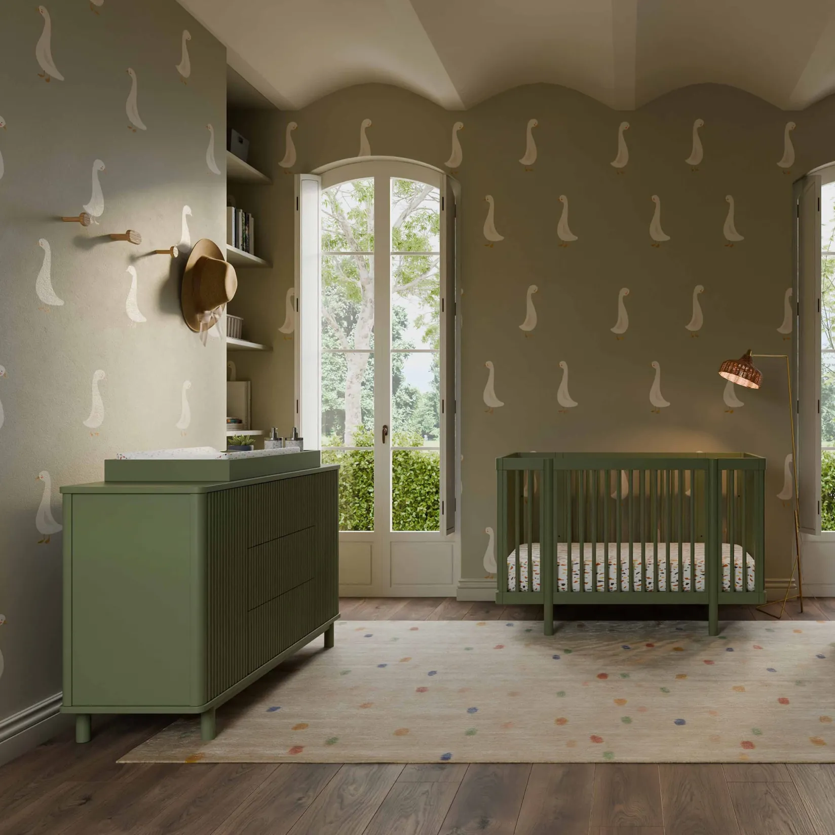 Cribs & Mattresses|Cribs & Mattresses>Babyletto Pogo 8-in-1 Convertible Crib with All-Stages Conversion Kits - Olive