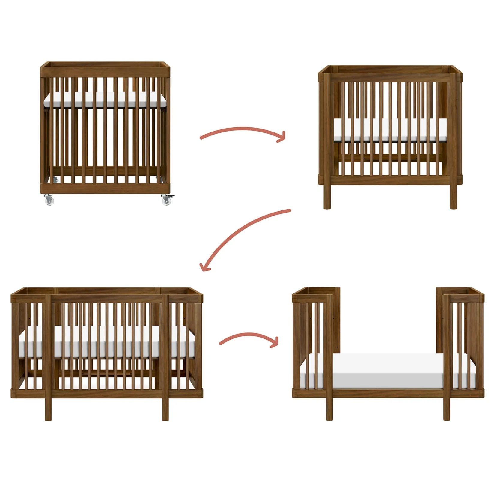 Cribs & Mattresses|Cribs & Mattresses>Babyletto Pogo 8-in-1 Convertible Crib with All-Stages Conversion Kits - Natural Walnut