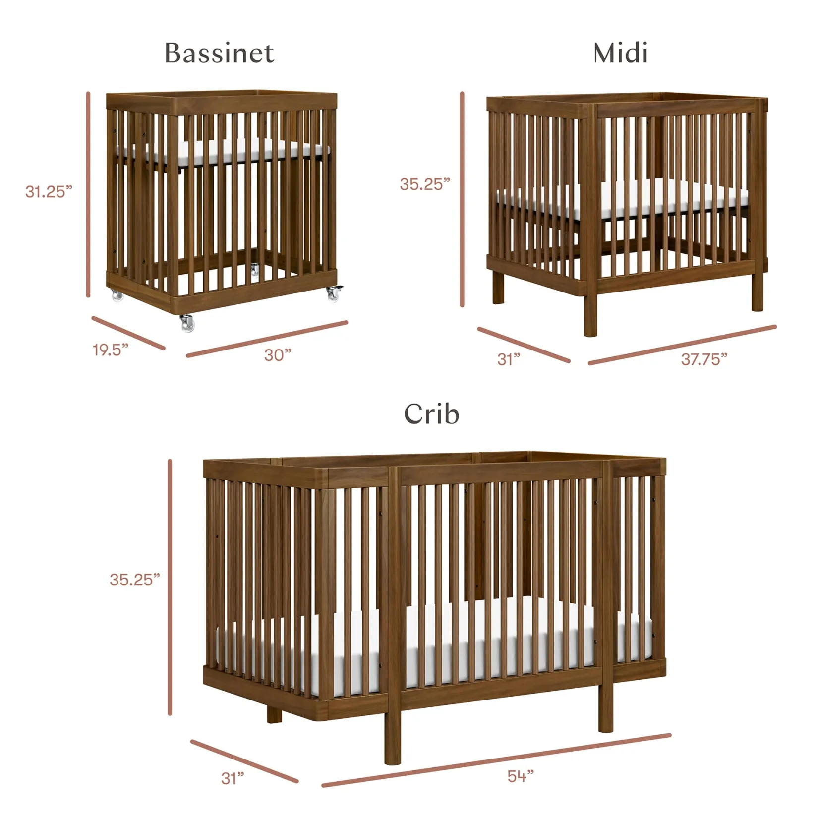 Cribs & Mattresses|Cribs & Mattresses>Babyletto Pogo 8-in-1 Convertible Crib with All-Stages Conversion Kits - Natural Walnut