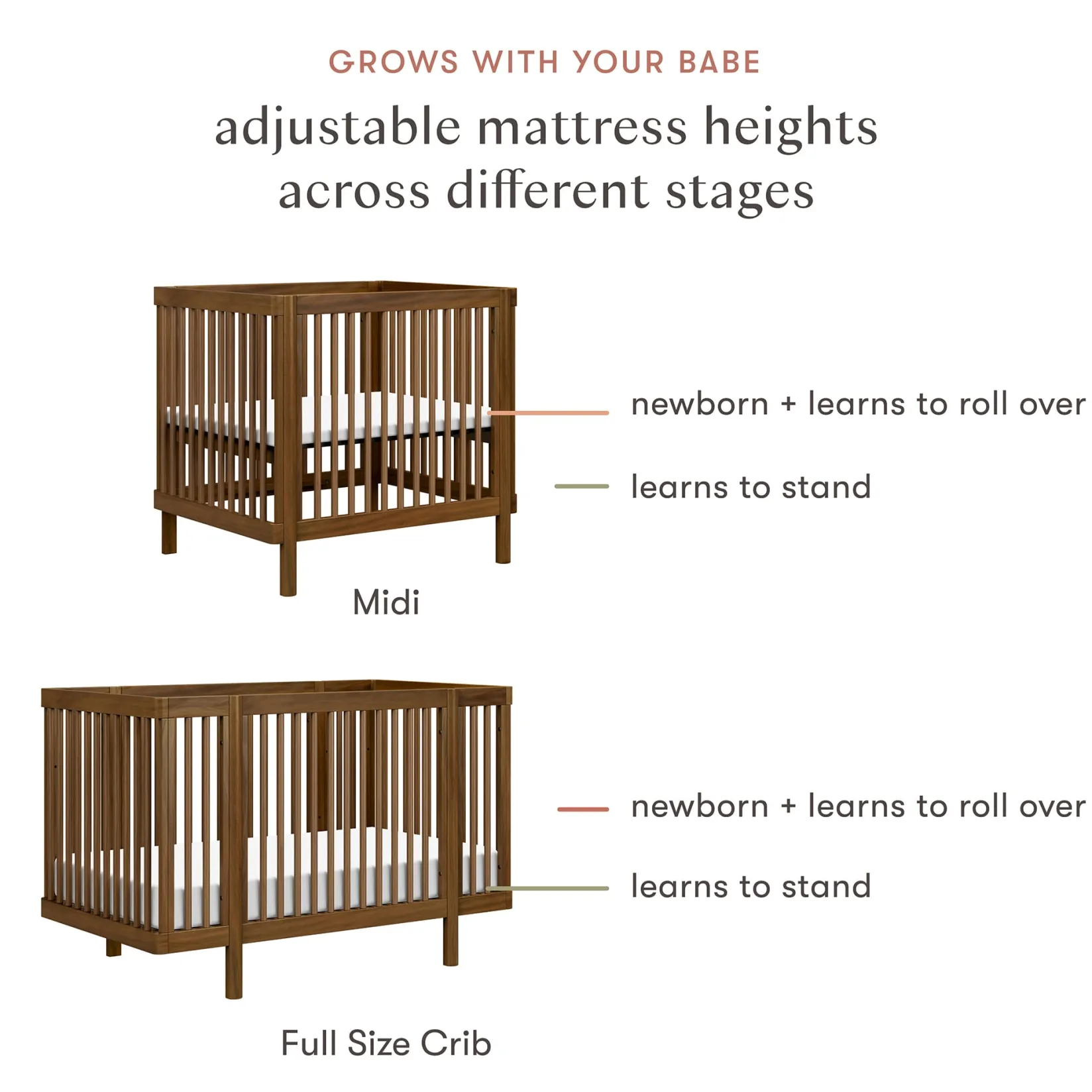 Cribs & Mattresses|Cribs & Mattresses>Babyletto Pogo 8-in-1 Convertible Crib with All-Stages Conversion Kits - Natural Walnut