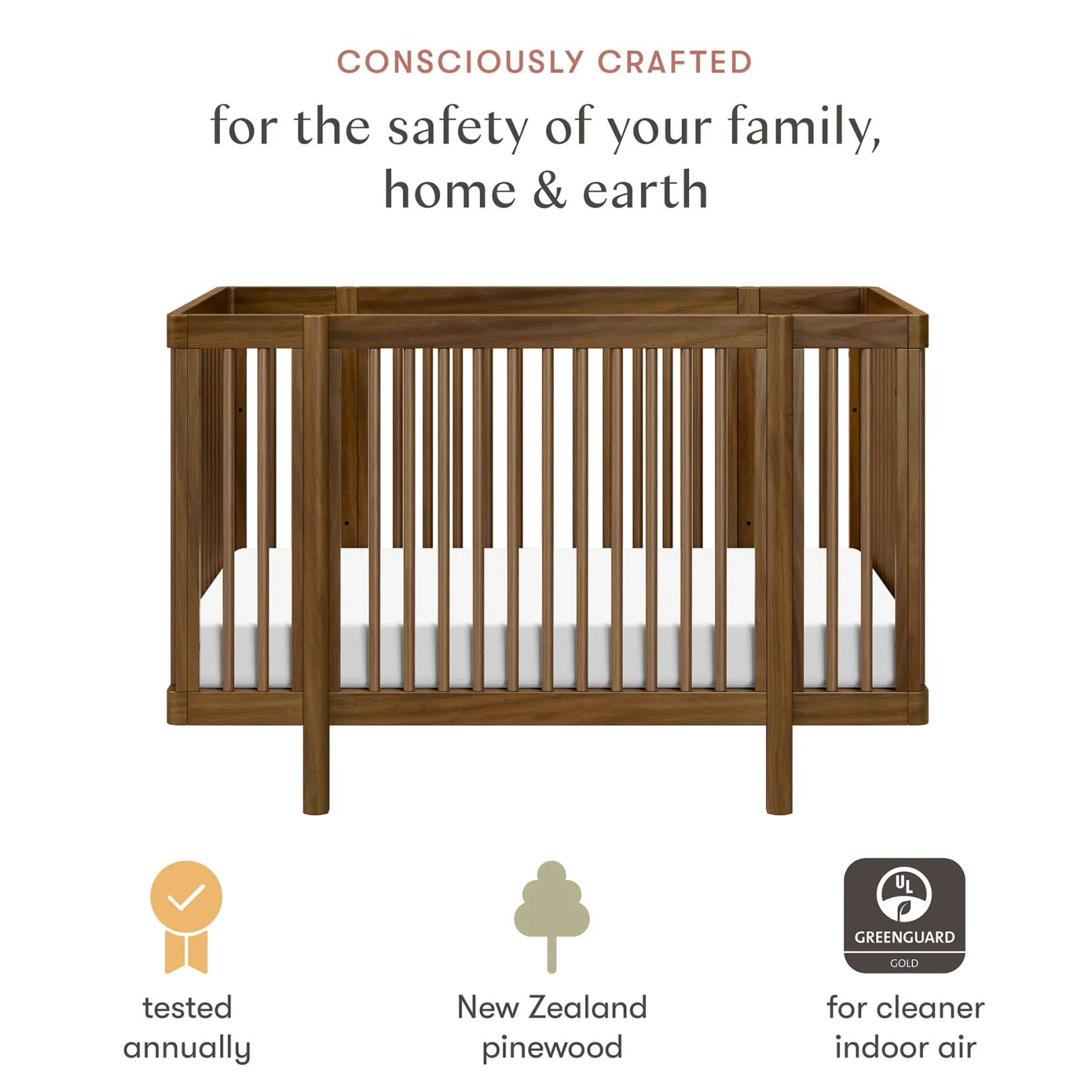 Cribs & Mattresses|Cribs & Mattresses>Babyletto Pogo 8-in-1 Convertible Crib with All-Stages Conversion Kits - Natural Walnut