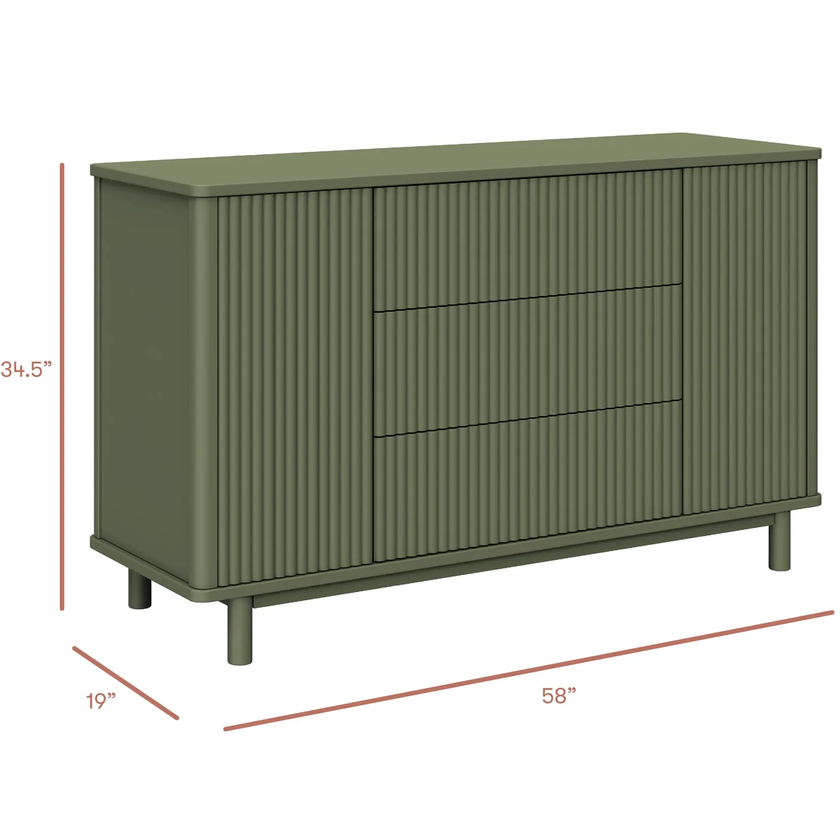 Outlet Pogo Tambour Assembled Dresser - Olive Storage Furniture