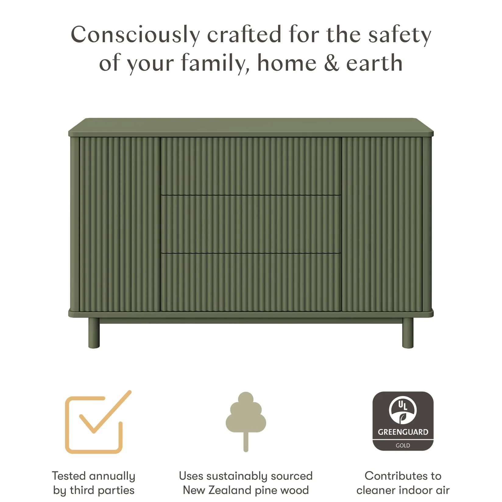 Outlet Pogo Tambour Assembled Dresser - Olive Storage Furniture