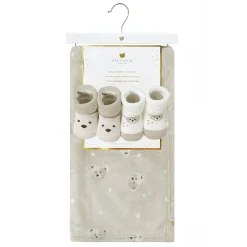 Blankets|Blankets>Piccolo Bambino Printed Blanket With Socks - Beige