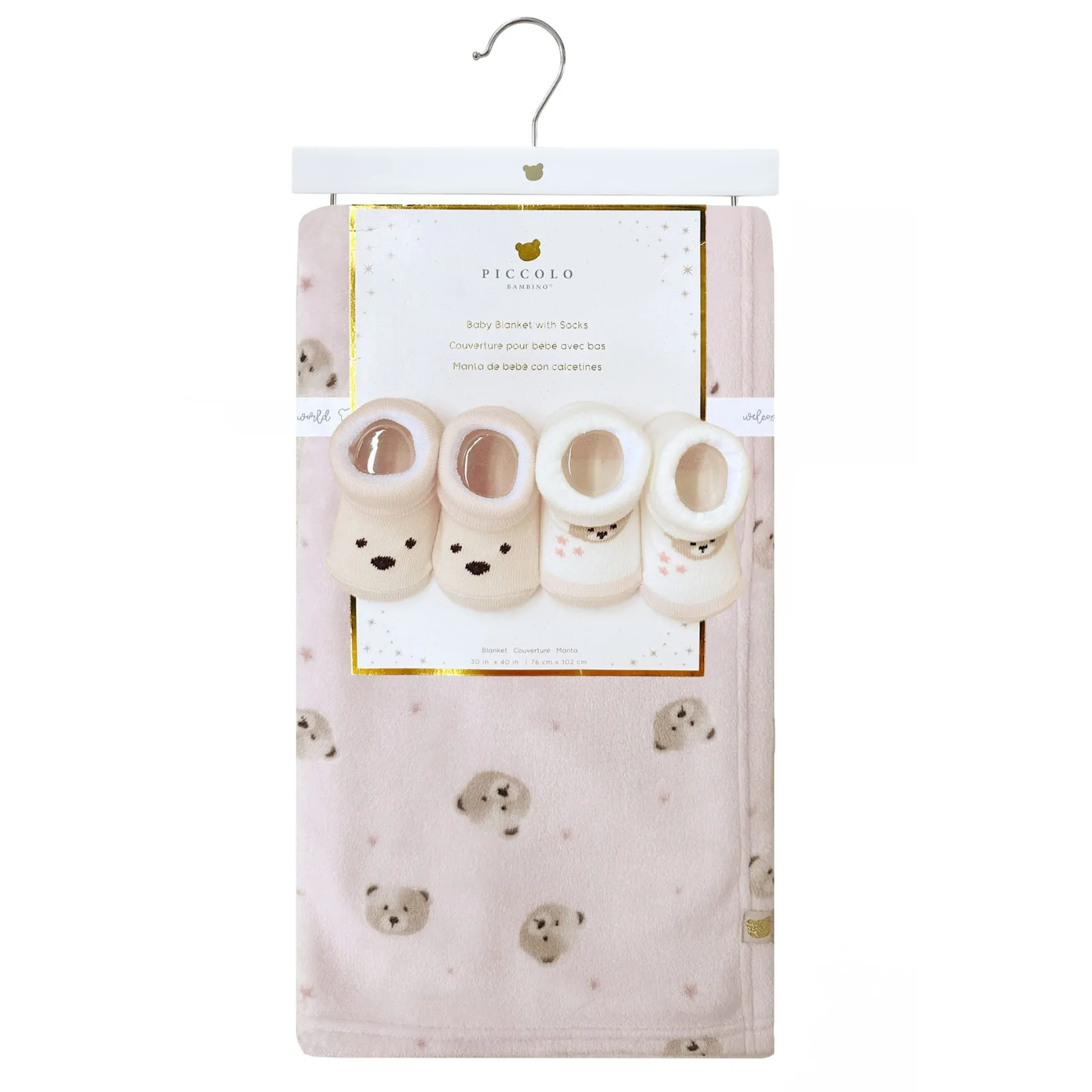 Hot Printed Plush Blanket With Socks - Pink Kids Blankets|Blankets