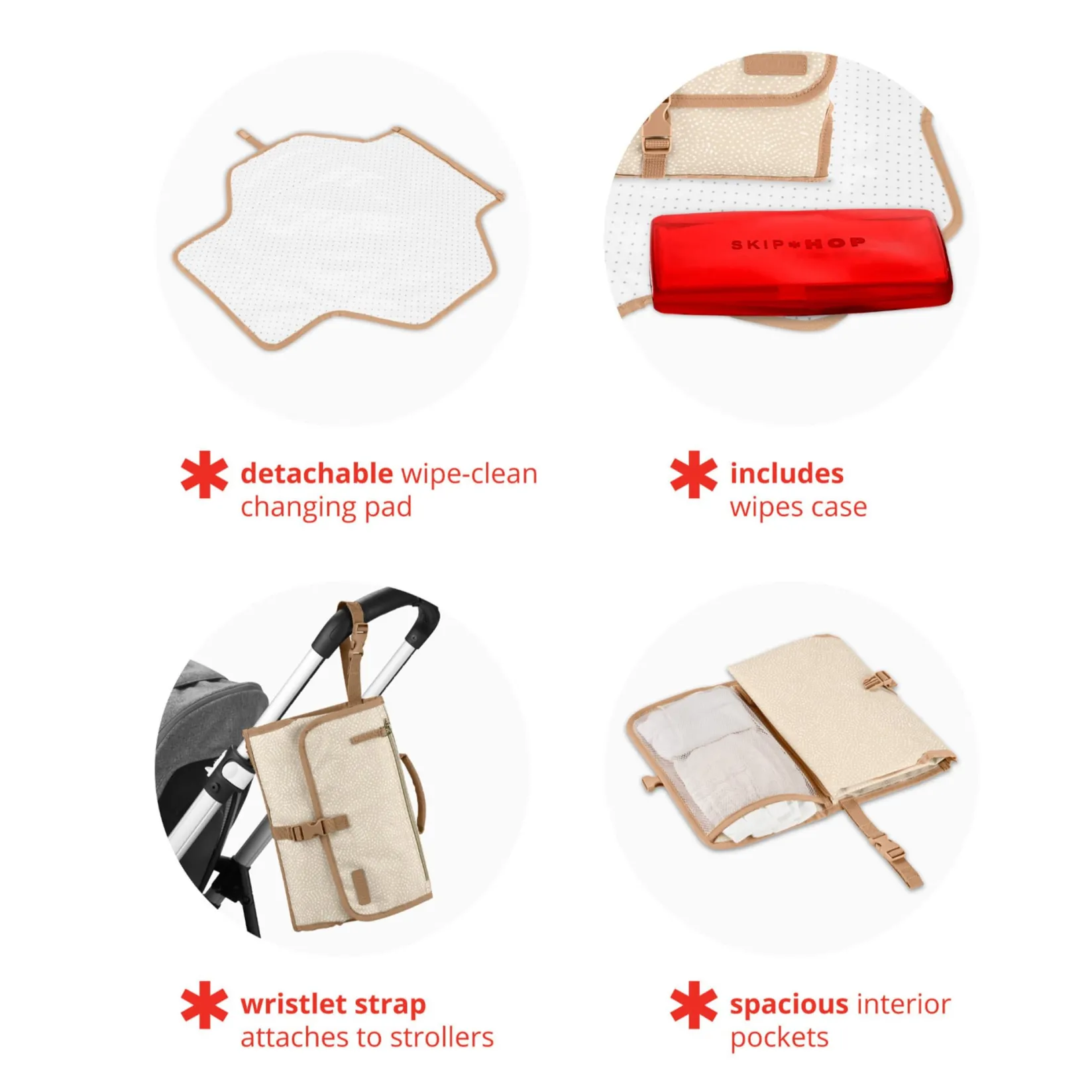 New Pronto Signature Changing Station - Beige Swirl Dot Diaper Bags|Diaper Bags