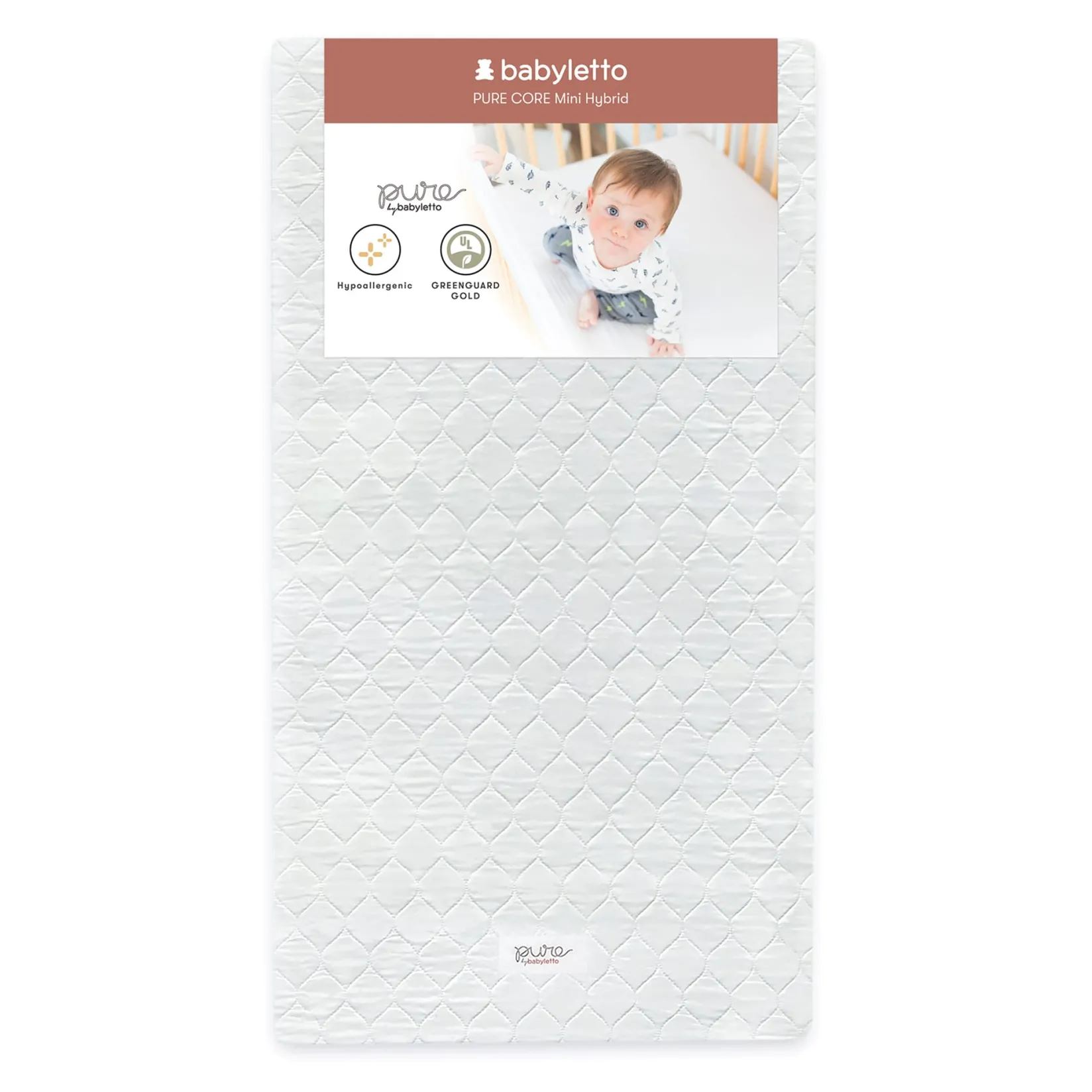 Mattresses|Cribs & Mattresses>Babyletto Pure Core Non-Toxic Mini Crib Mattress - Hybrid Cover