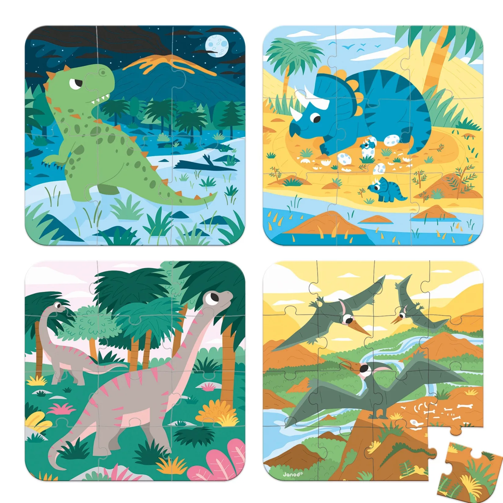 Puzzles>Janod Puzzle 4 in 1 Dinosaurs