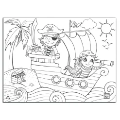 Puzzles>Funny Mat Puzzle Set to Color with Washable Markers - Pirates