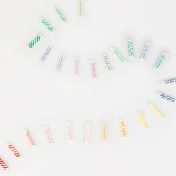 Clearance Rainbow Striped Mini Candles (50) Party Supplies