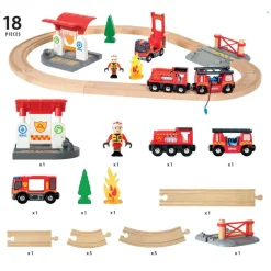 Rescue Firefighter Set - 18-Piece Train Toy Kids Assembly & Construction