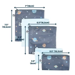 Reusable Snack Bags 5 Pack - Space Kids Snack Bags & Containers|Tableware