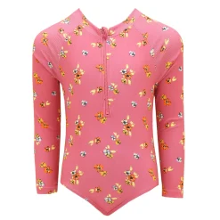 Outlet Rib Flowers Long Sleeves Swimsuit 2-14y Kids Swimsuits