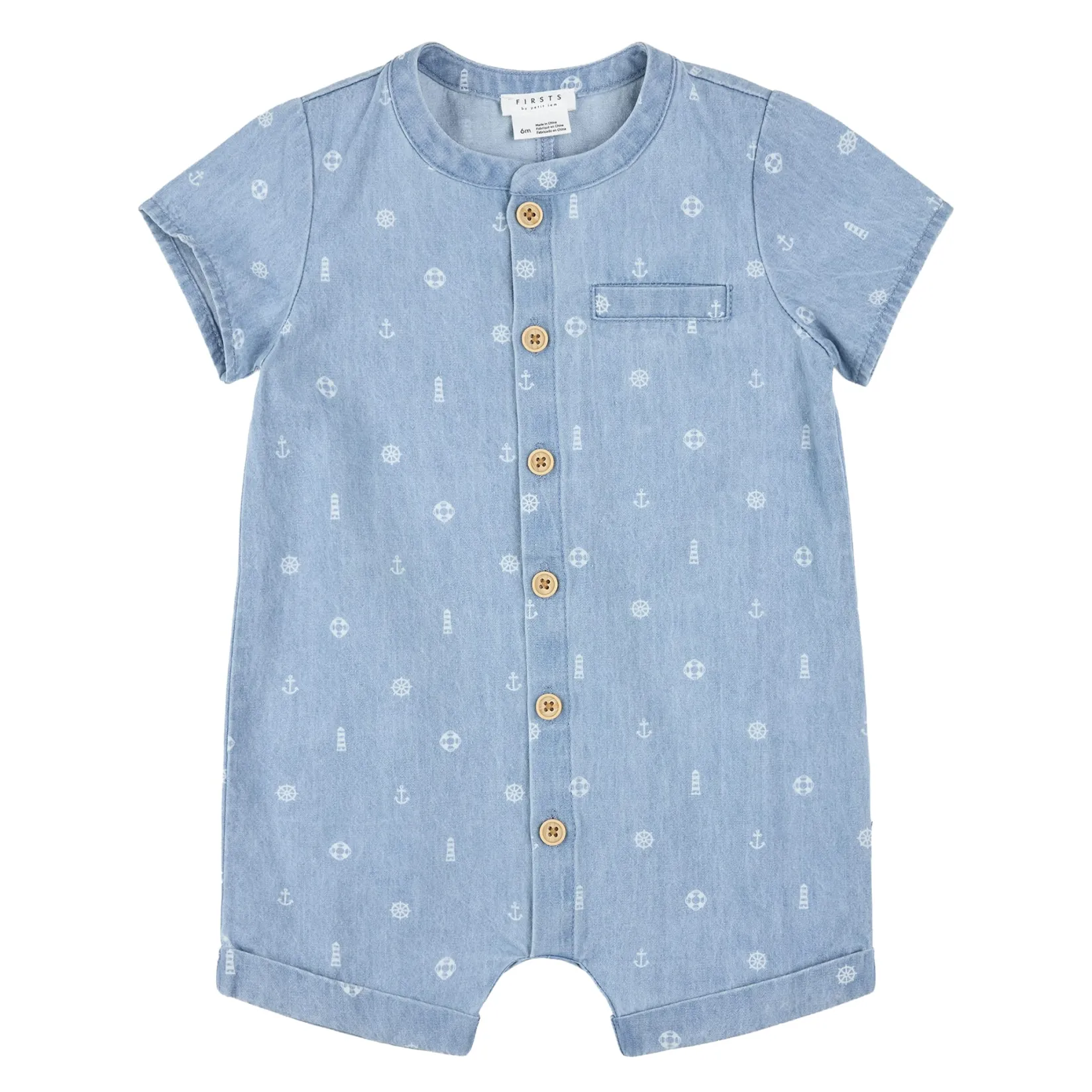 Sale Sailboat Chambray Romper 3-24m BOY Rompers & Jumpsuits