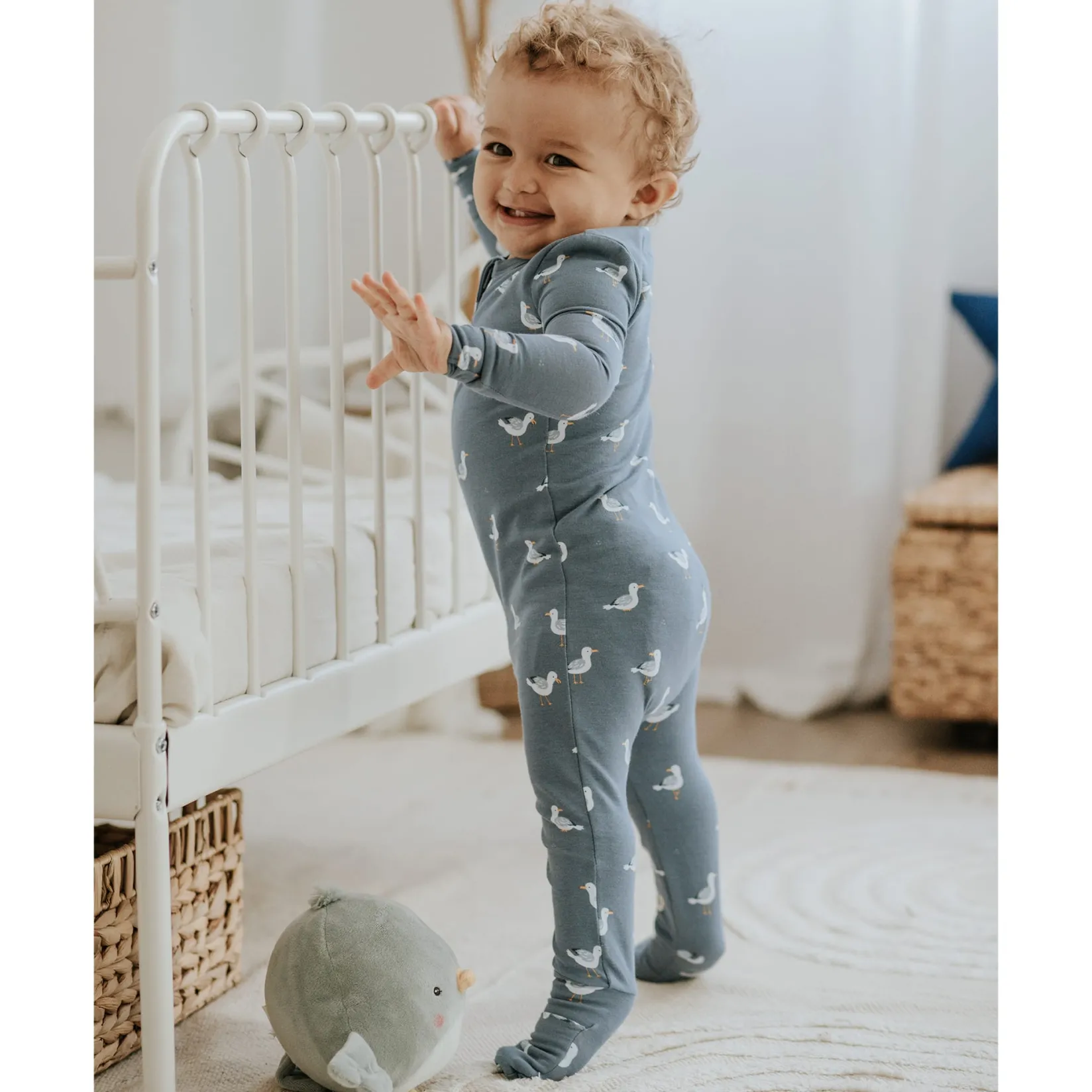 Pajamas|Pyjamas>Firsts par Petit Lem Sailboat Seagull Pajamas 0-12m Blue