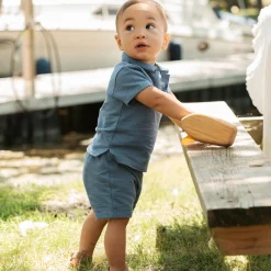 Outfit Sets>Firsts par Petit Lem Sailboat Terry Set 3-24m Blue