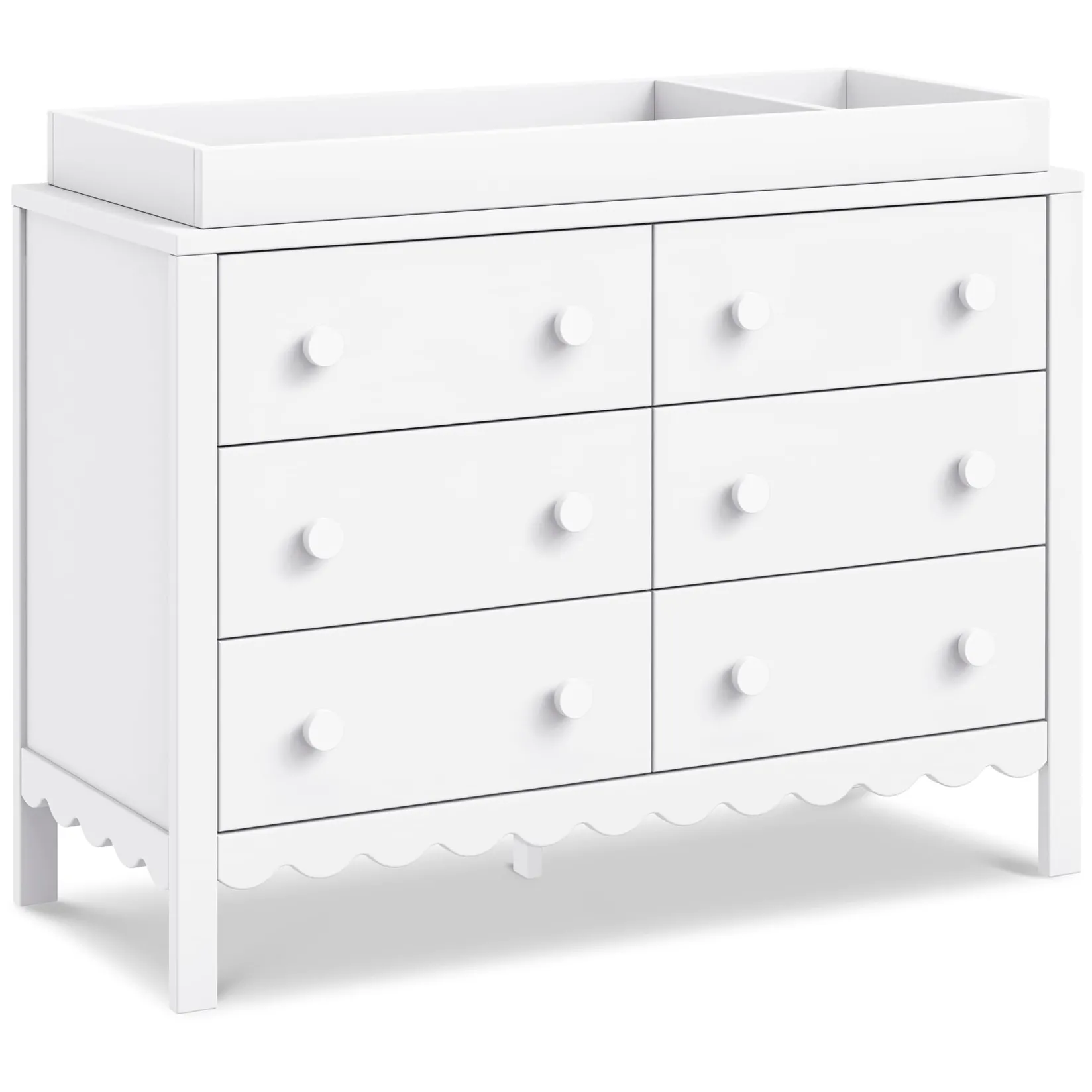 Storage Furniture>DaVinci Sammy Scallop 6-Drawers Dresser - White