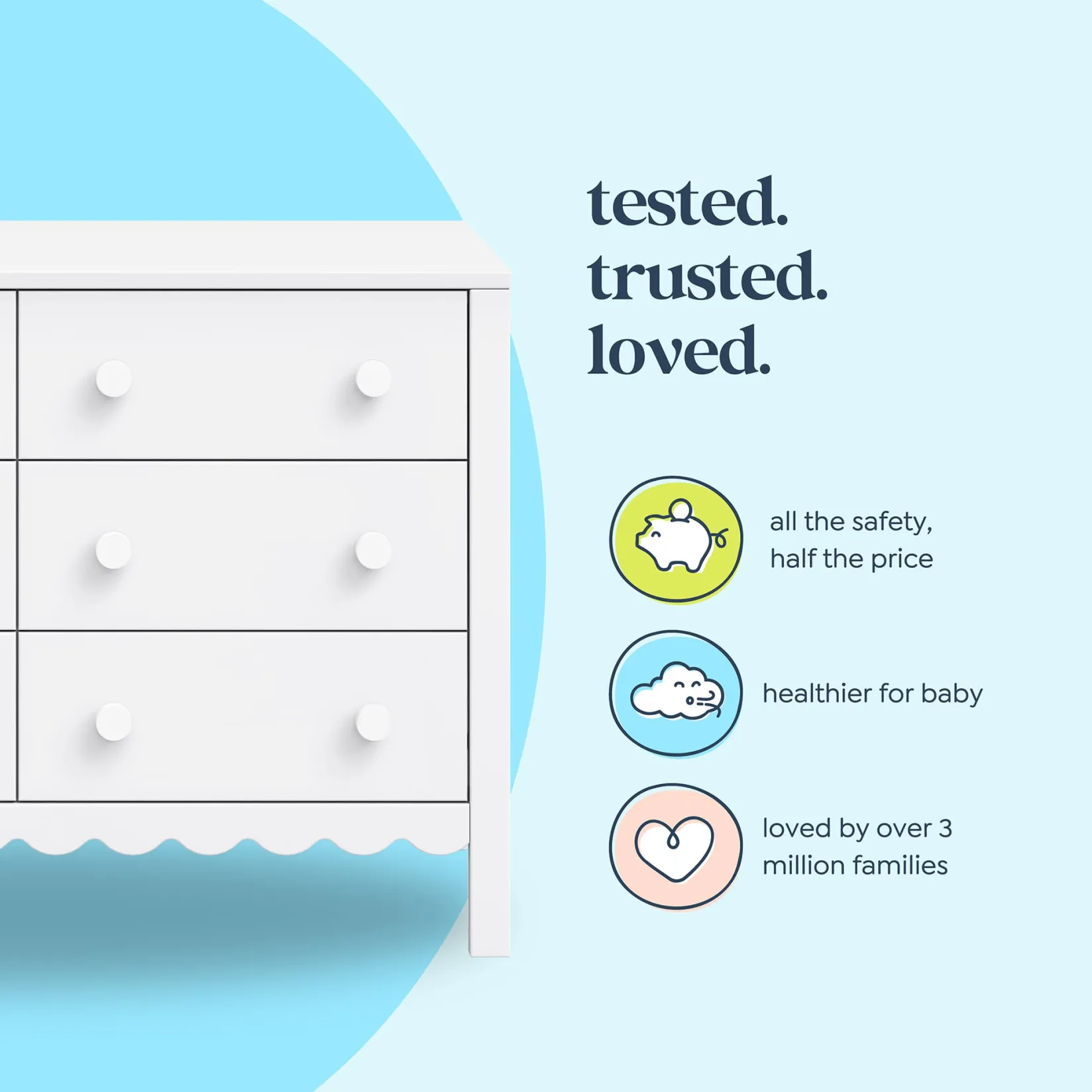 Storage Furniture>DaVinci Sammy Scallop 6-Drawers Dresser - White