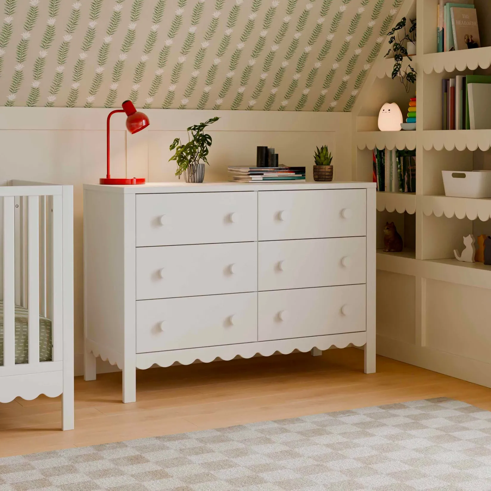 Storage Furniture>DaVinci Sammy Scallop 6-Drawers Dresser - White